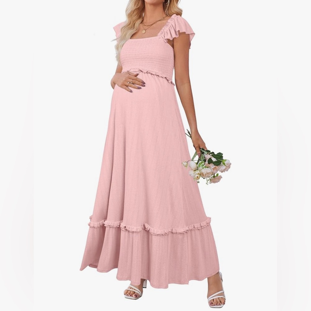 Pink maternity dress (great for photoshoot)